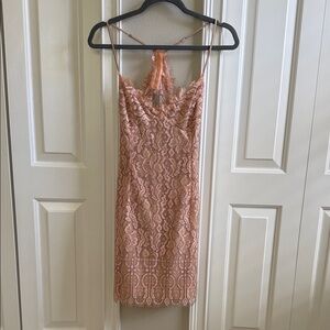 NBD Lace Mini Dress in Peach